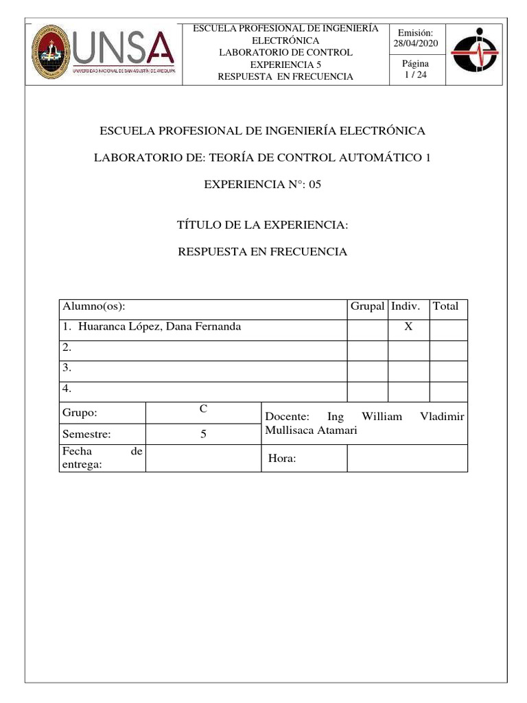 Laboratorio 5 Tca1 - Respuesta en Frecuencia | PDF | Laboratorios ...