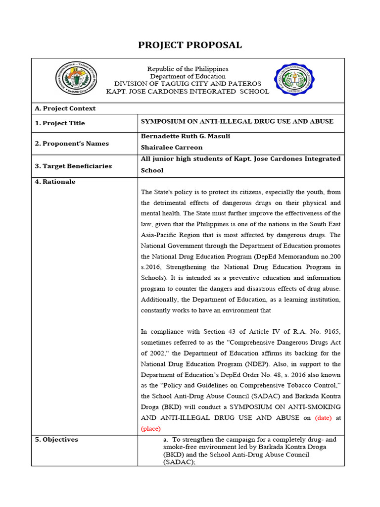 Anti-Drug Use Symposium Proposal | PDF | Substance Abuse