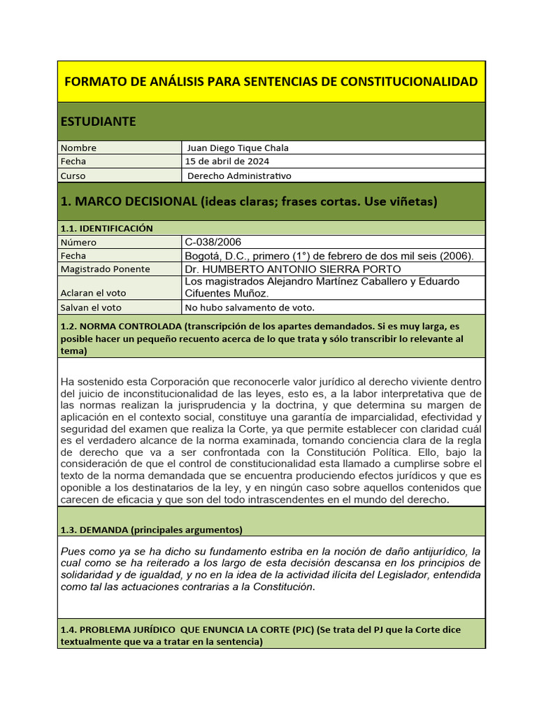 Análisis de Sentencia C-038/2006 | PDF | Caso de ley | Constitución