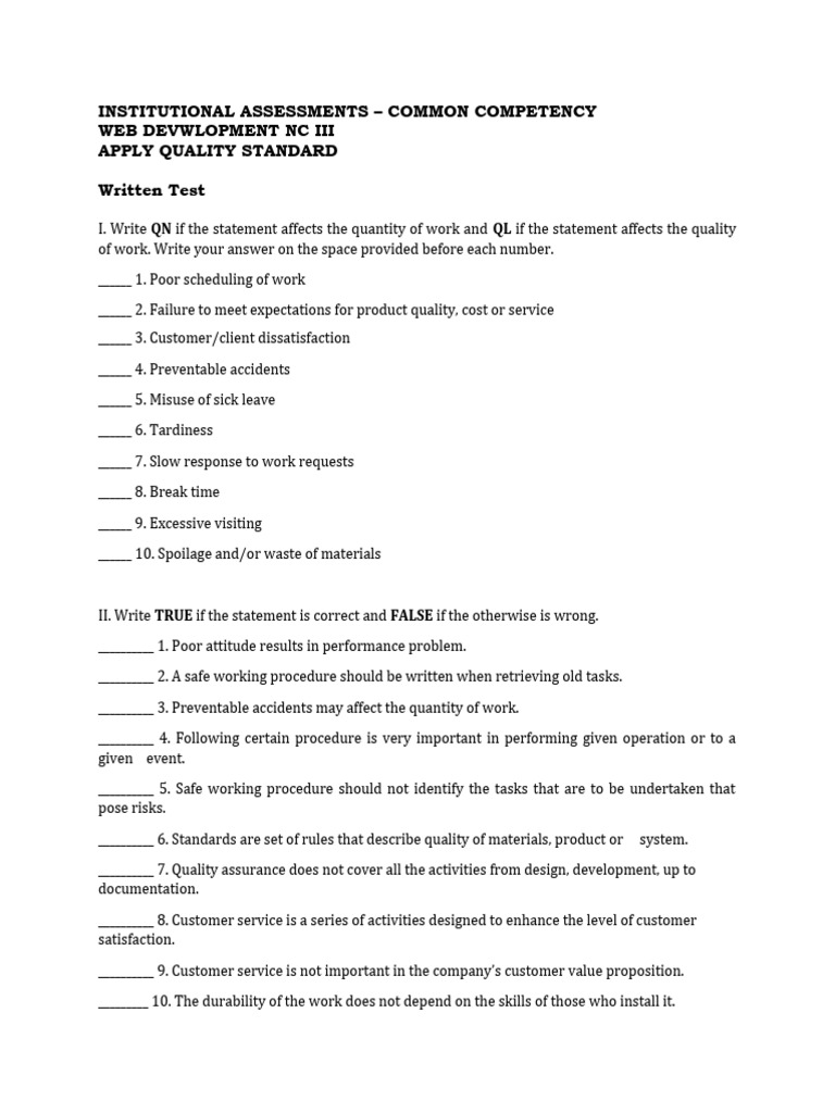 Quality Standards in Web Development NC III | PDF | Random Access ...