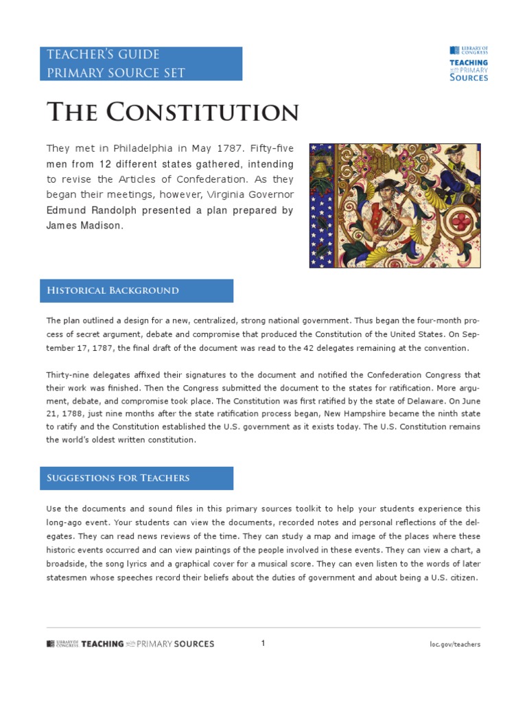 The Constitution Primary Source Set Library Of Congress United
