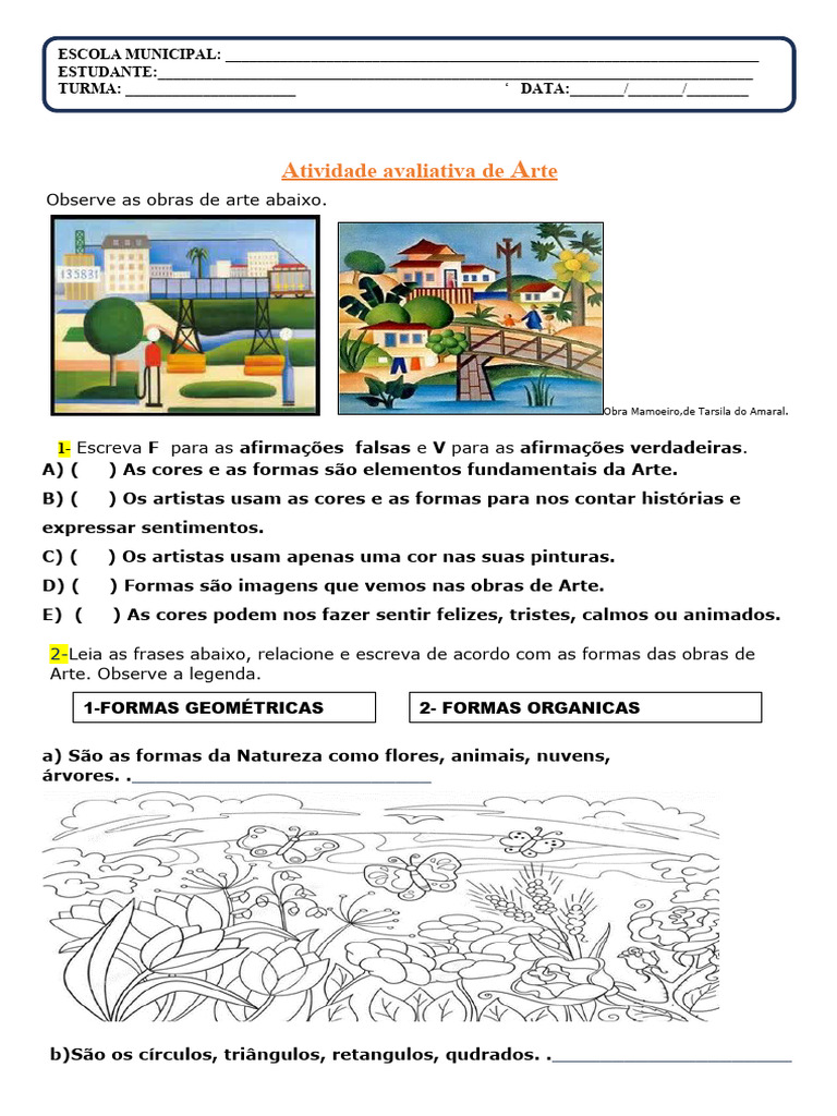 Atividade Avaliativa de Arte | PDF