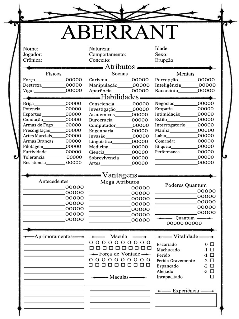 Planilha Aberrant | PDF