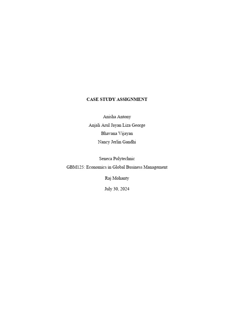 Case Study Assignment Group Pdf Supply Chain Employment