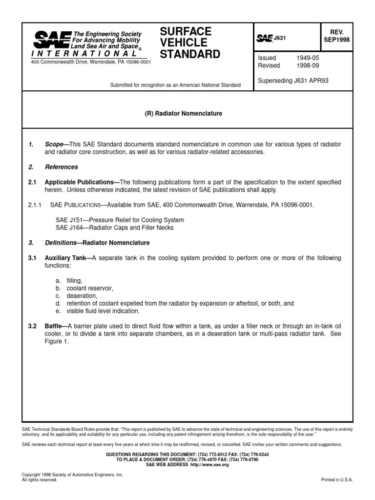 Sae - Radiator Nomenclature | PDF | Radiator | Pipe (Fluid Conveyance)
