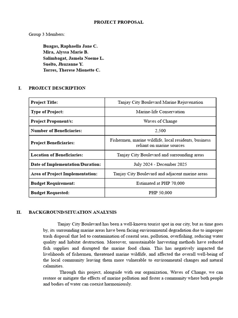 Project Proposal | PDF | Sustainability | Conservation Biology