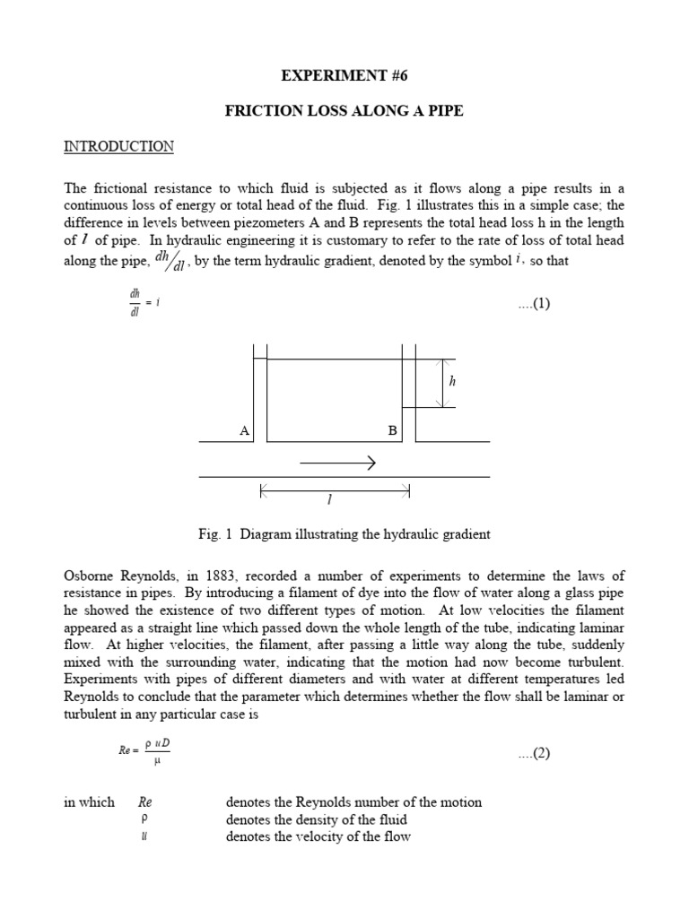 EXPT 6 FRICTION LOSSES | PDF | Reynolds Number | Pressure Measurement