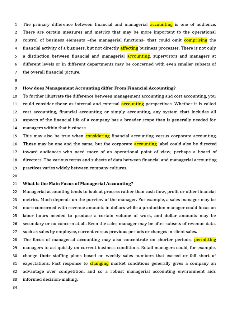 Financial vs. Managerial Accounting | PDF | Management Accounting ...