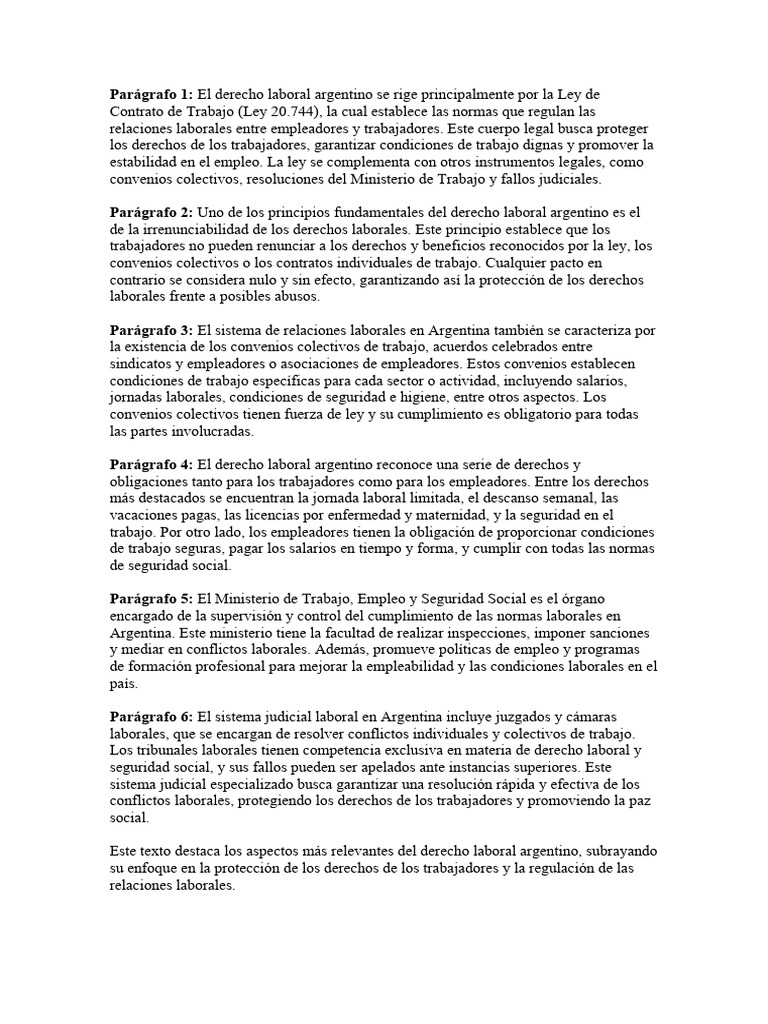 Derecho Laboral Argentino: Claves y Normas | PDF | Derecho laboral