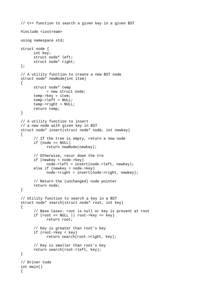 BST Insert Search | PDF | Computers