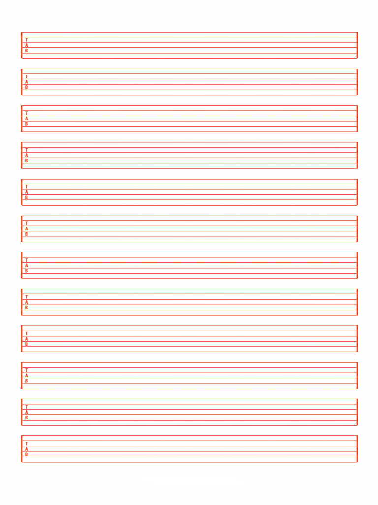 Blank Guitar Tab Sheet 12 | PDF