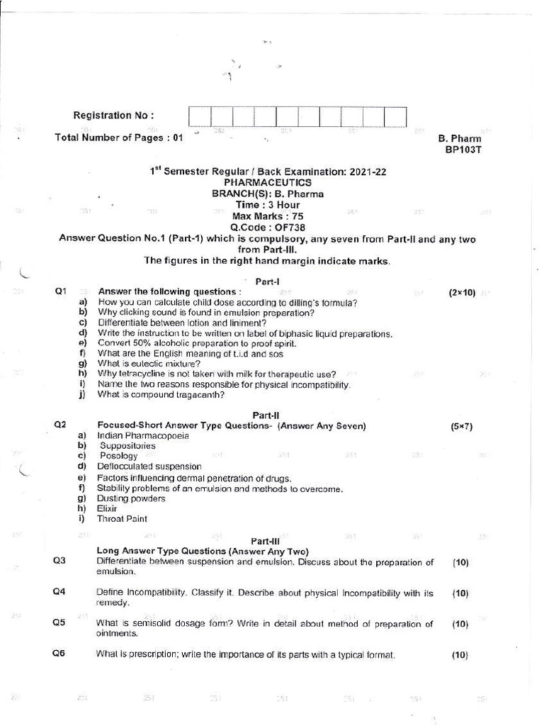 Pharmaceutical Analysis B Pharm 1st Sem Syllabus