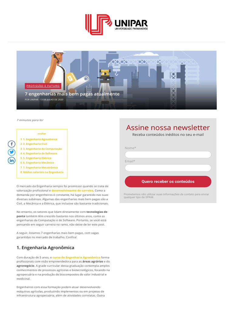 Engenharias Mais Bem Pagas Hoje | PDF | Engenharia | Engenharia Civil