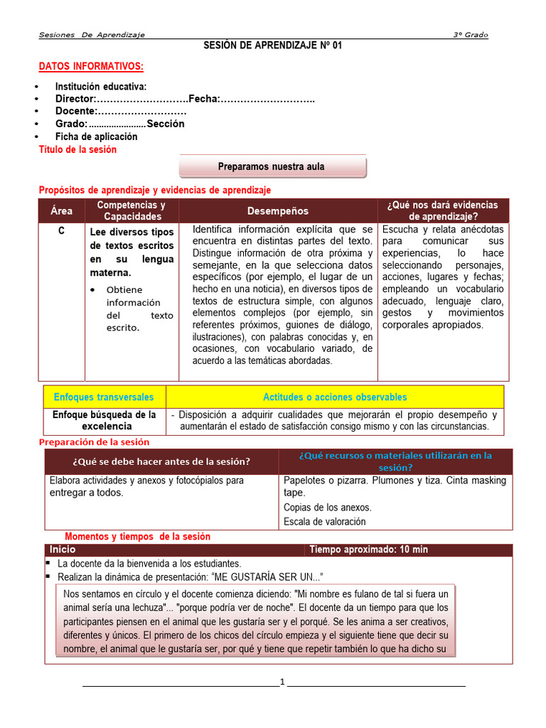 3° SESION TERCER GRADO (1) (1) | PDF | Aprendizaje | Información