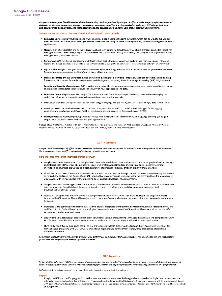 1.google Cloud Basics | PDF