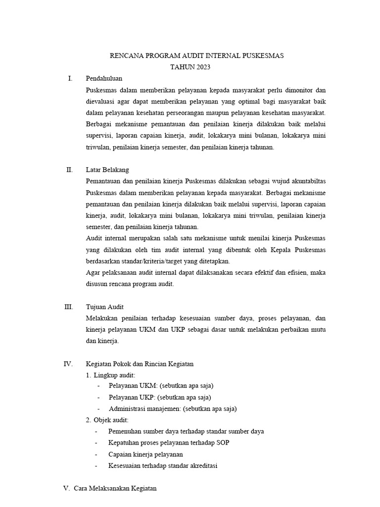 Form Audit Internal | PDF