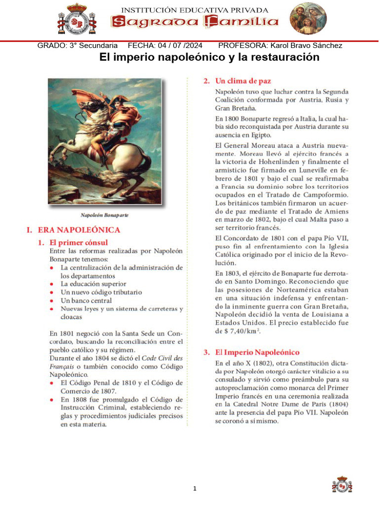 FICHA DE 3TO Historia | PDF | Napoleón | Nacionalismo