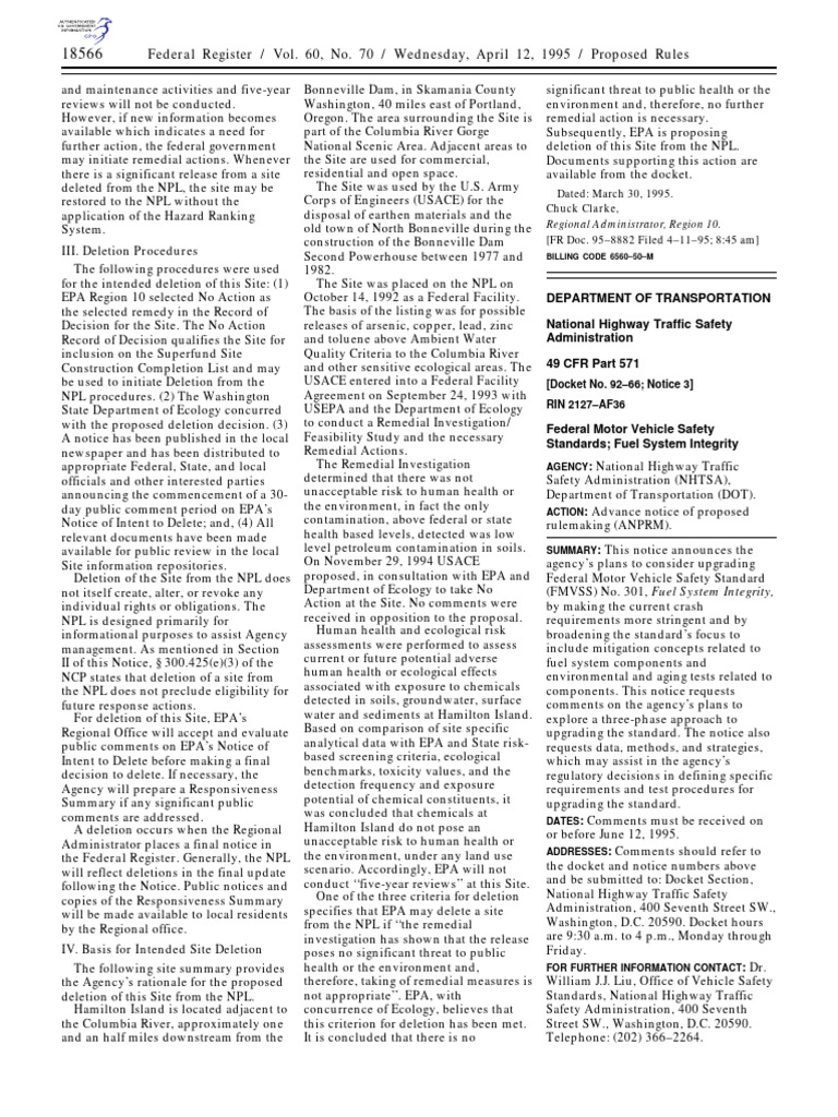 Federal Register 95-9025 | PDF | National Highway Traffic Safety ...