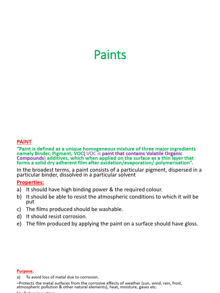 Essential Components and Properties of Paint | PDF | Paint | Corrosion