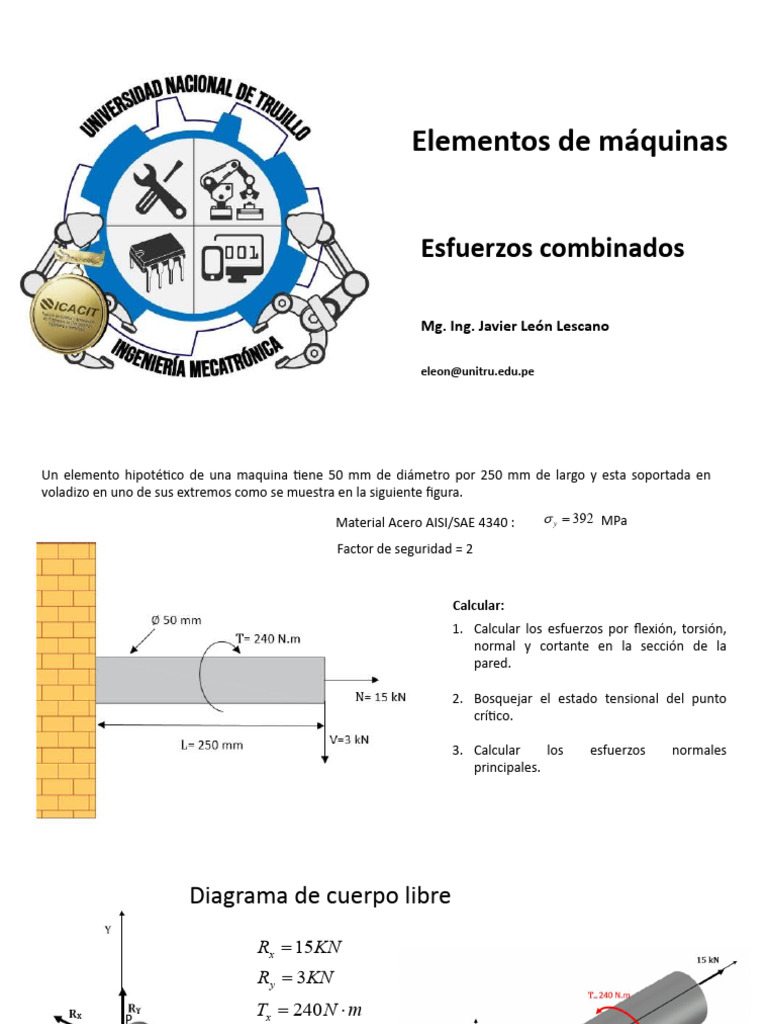 Cálculo de Esfuerzos en Elementos de Maquinaria | PDF | Ingeniería ...