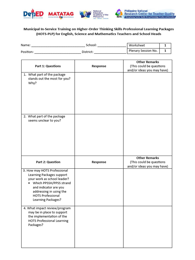 Worksheet 1 | PDF