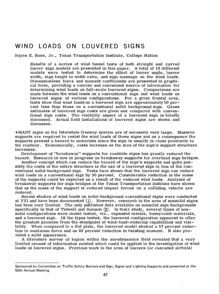 Louver on wind load pdf reynolds number lift force 