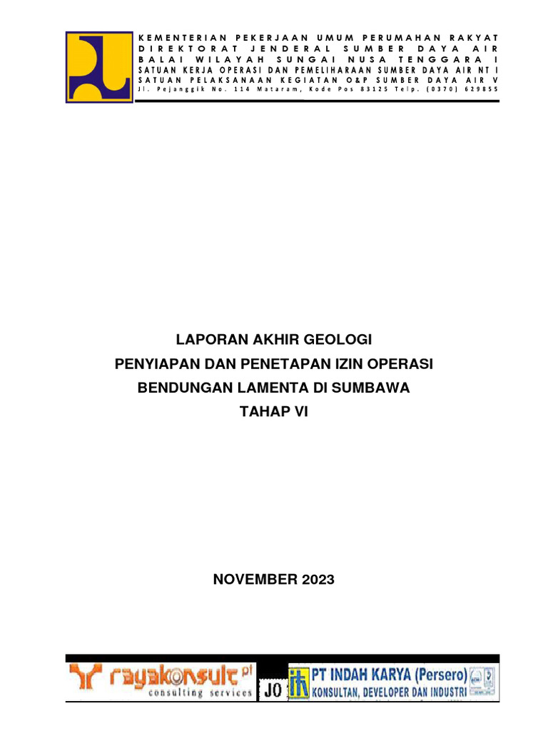 Laporan Geologi Bendungan Lamenta | PDF | Sains & Matematika