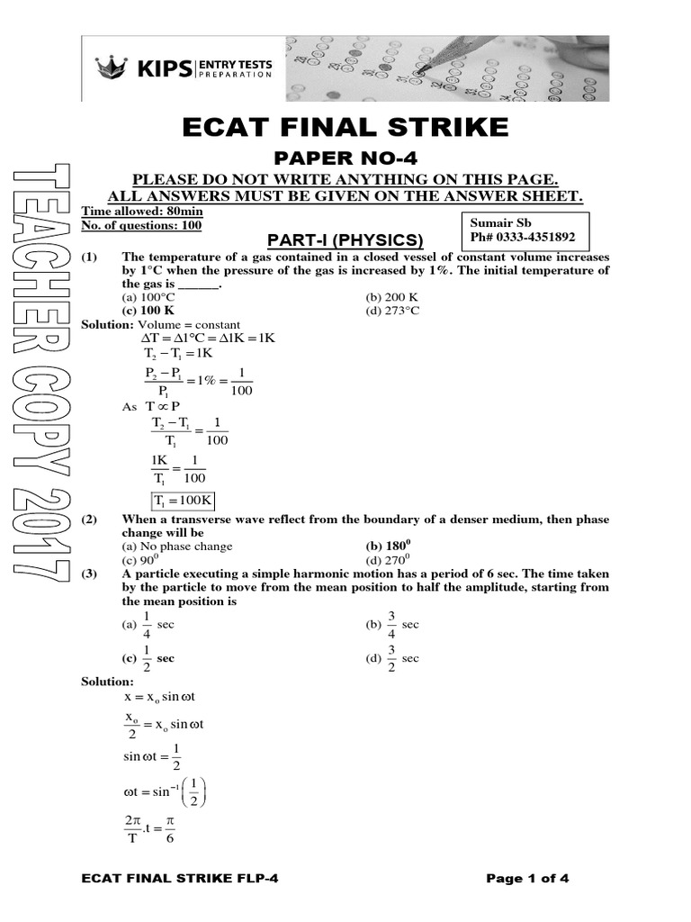 04 PAPER NO-4 (Ch-7-11) Final by Riaz SB | PDF | Waves | Gases