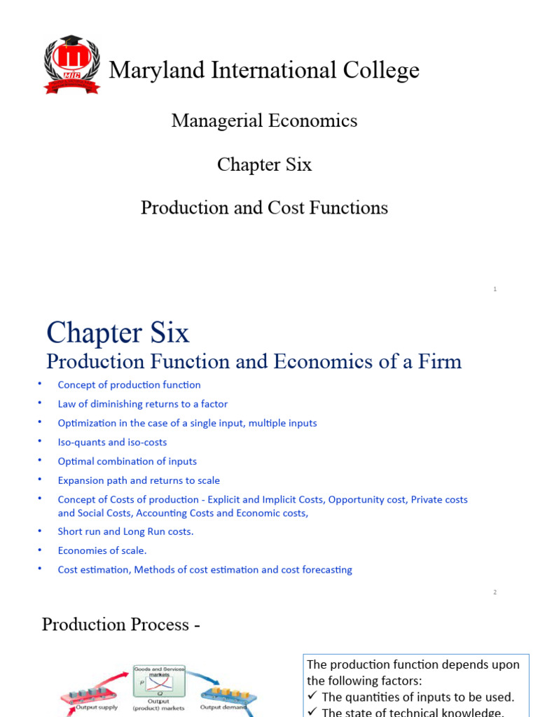 Production and Cost Functions Overview | PDF | Production Function ...