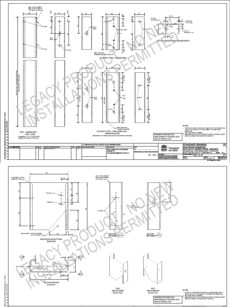 W Beam Safety Barrier Standard Drawing | PDF | Secondary Sector Of The ...