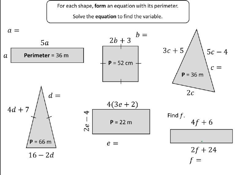 Solving Equations (Related To Geometrical Shapes) | PDF