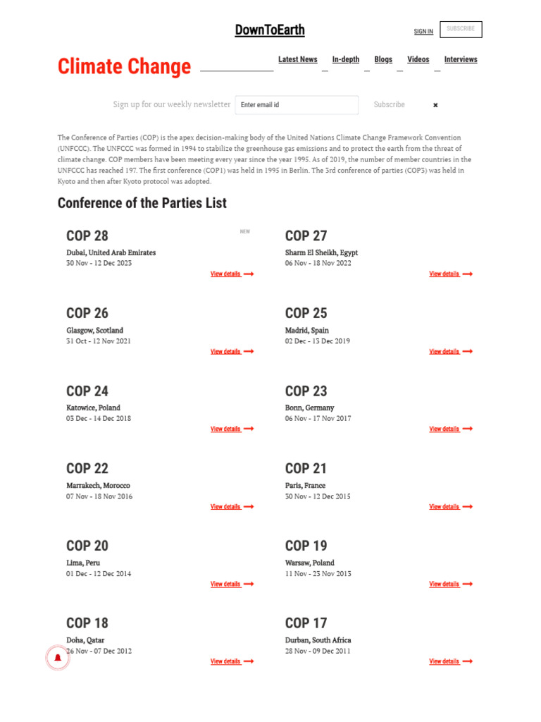 Conference of Parties (COP) Overview | PDF | United Nations Framework ...