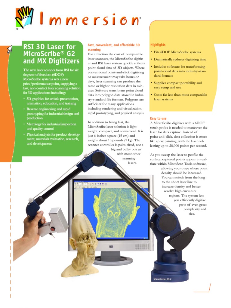 001 Immersion 3D Laser Scanner | PDF | Image Scanner | Digitizing
