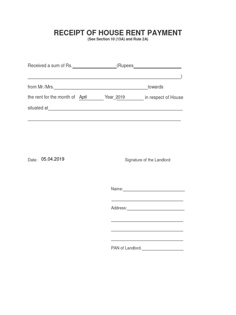 Rent Receipt April December | PDF | Landlord | Factor Income Distribution