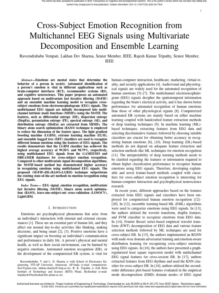 Cross-Subject Emotion Recognition From Multichannel EEG Signals Using ...