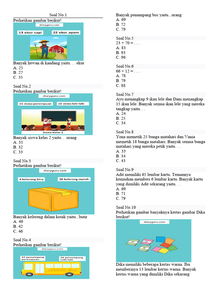 Soal Matematika Kelas 2 Tambah Kurang | PDF