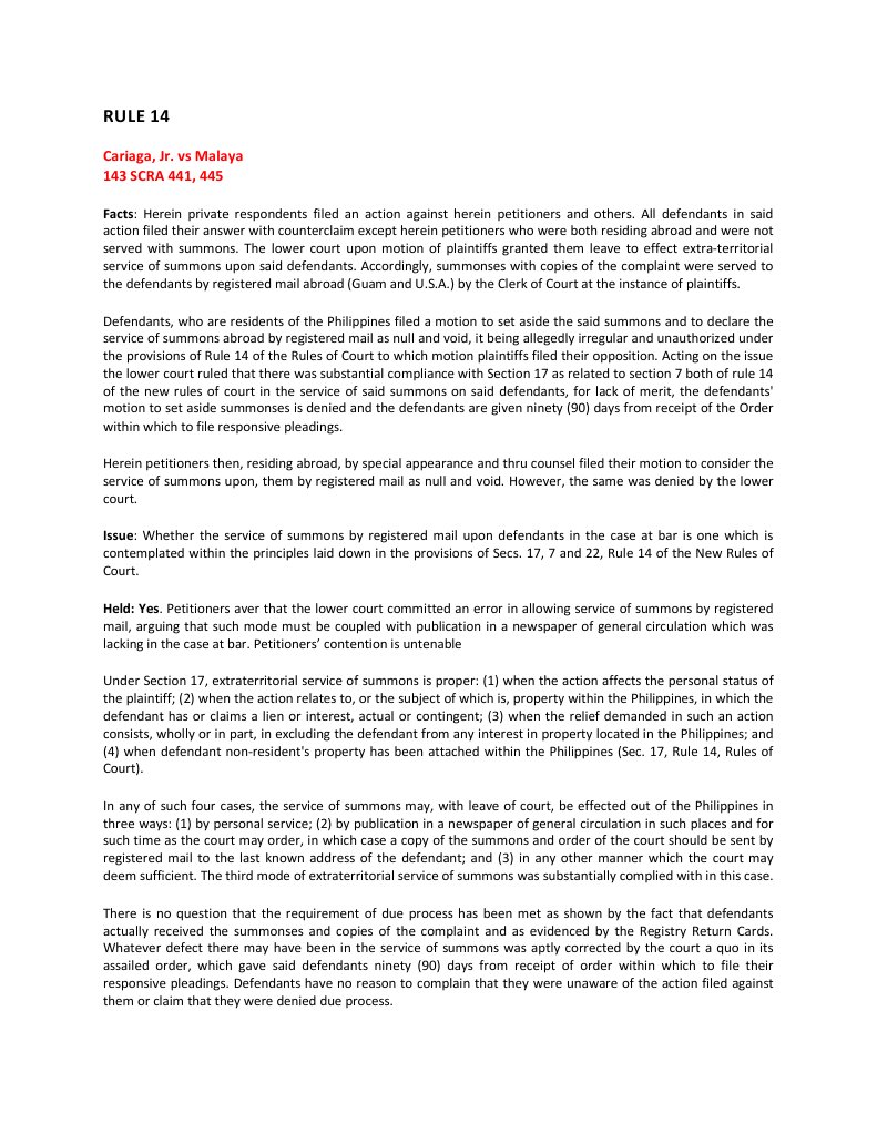 Rule 14 | PDF | Legal Concepts | Legal Action
