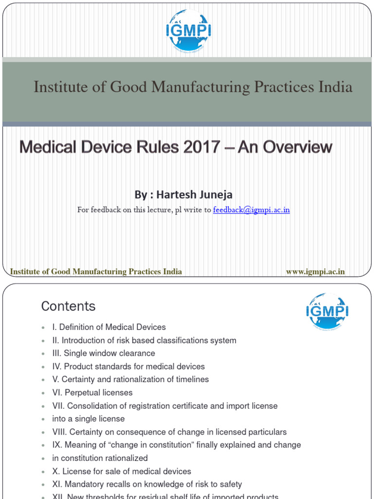 Overview of Medical Device Rules 2017 | PDF | Medical Device | License