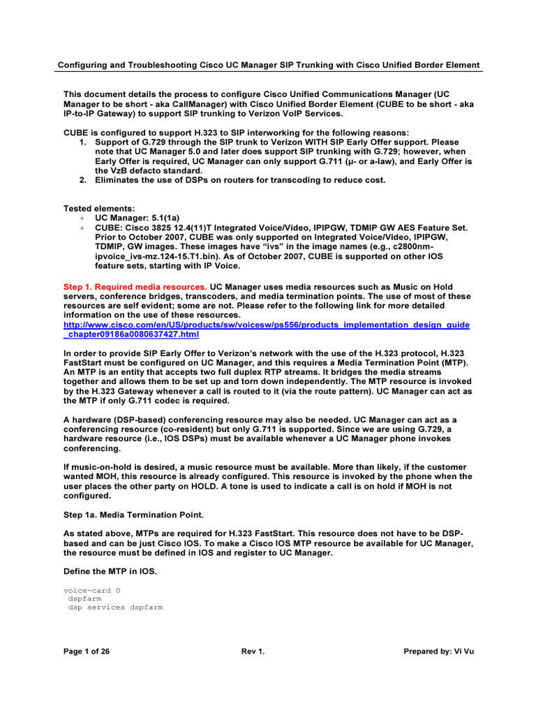 Cisco UC Manager SIP Trunking Guide | PDF | Session Initiation Protocol ...