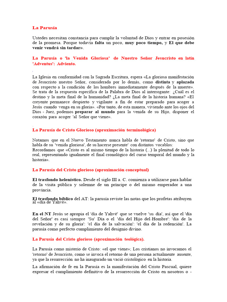03 La Parusia | PDF | Segundo advenimiento | Cristo (título)