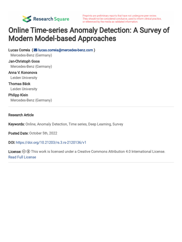 Online Time-Series Anomaly Detection A Survey of M | PDF | Time Series ...