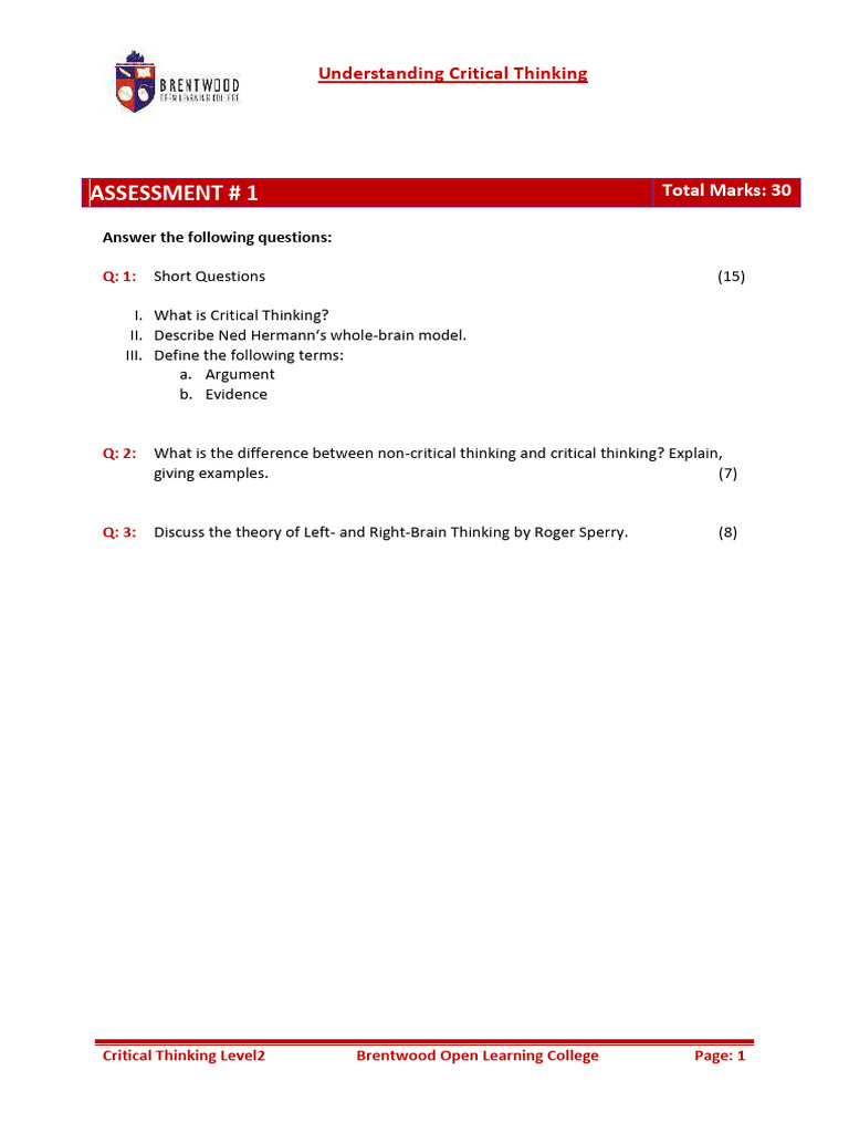 1675337072critical Thinking Assignment | PDF