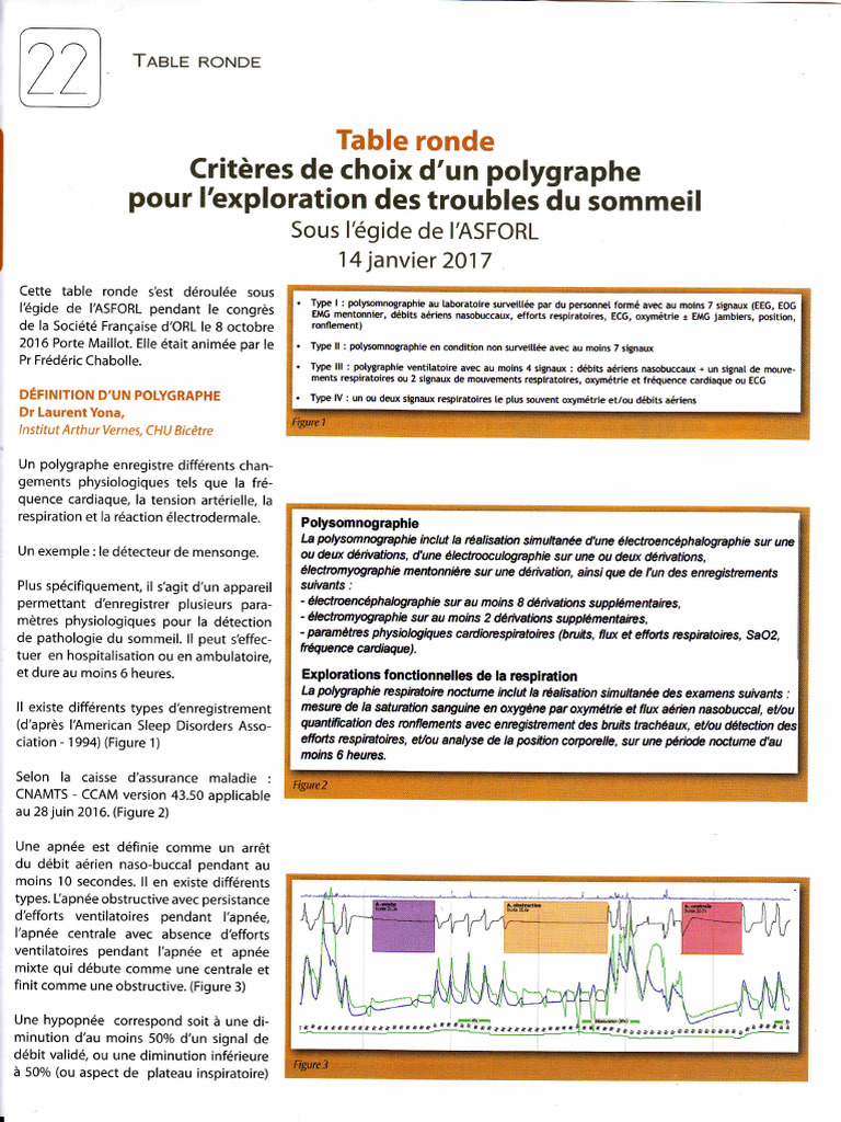 Polysomnographie et Polygraphie du Sommeil | PDF | Syndrome d'apnées du ...