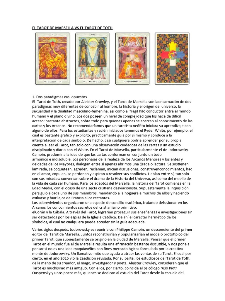 El Tarot de Marsella VS El Tarot de Toth | PDF | Tarot