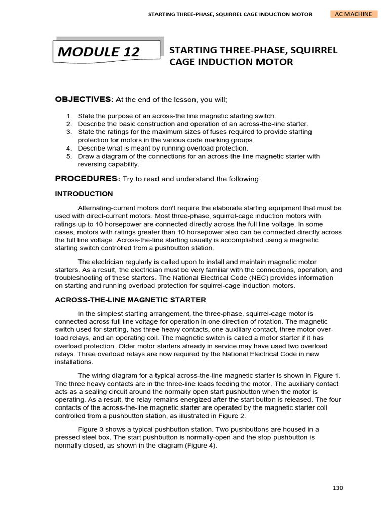 Module 12 Starting Three Phase Squirrel Cage Induction Motor Pdf