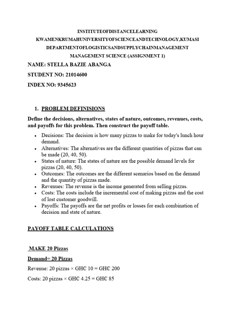 Stella Assignment Pdf Revenue Economics Of Uncertainty