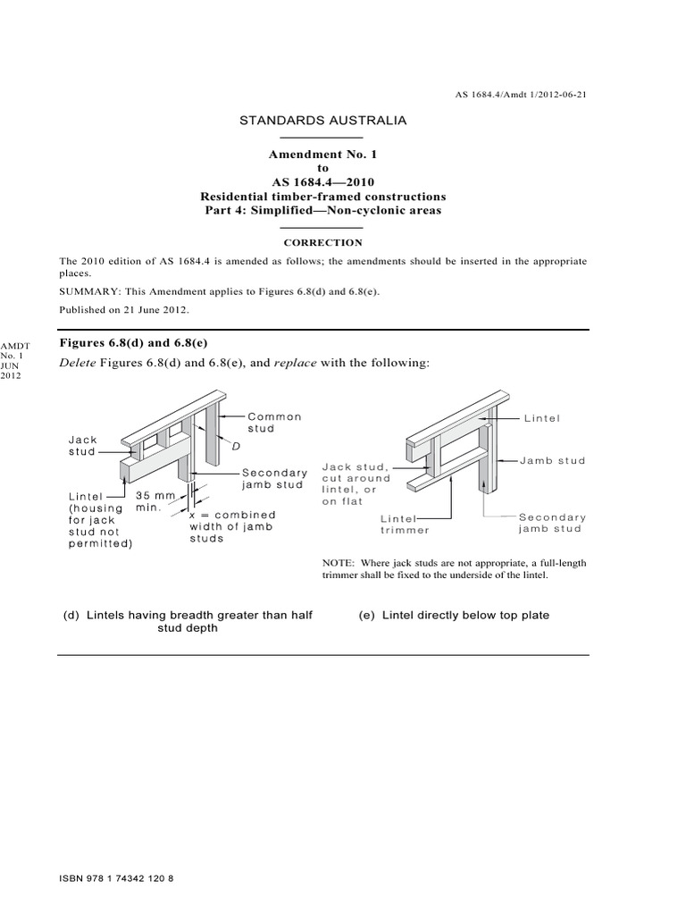 AS 1684.4-2010 Amendment Summary | PDF