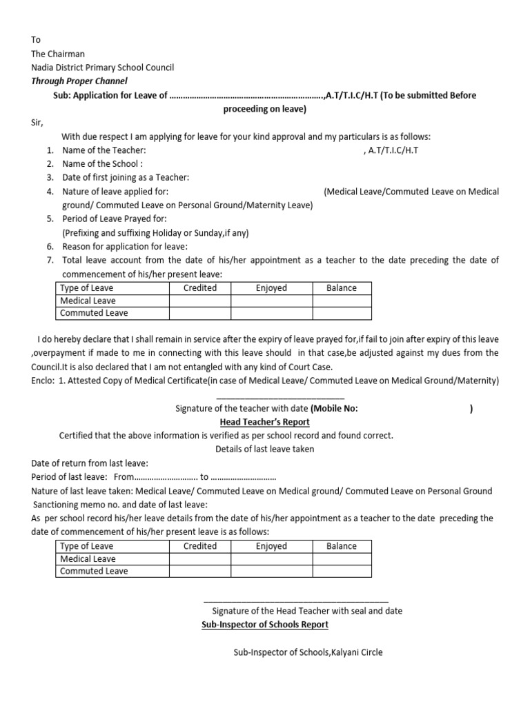 Application For Leave | PDF