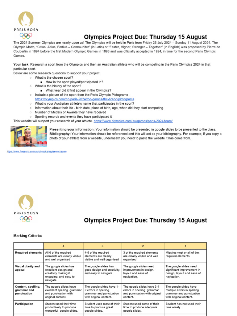 2024 Olympics Project Guidelines | PDF | Sports Competitions | Sports ...