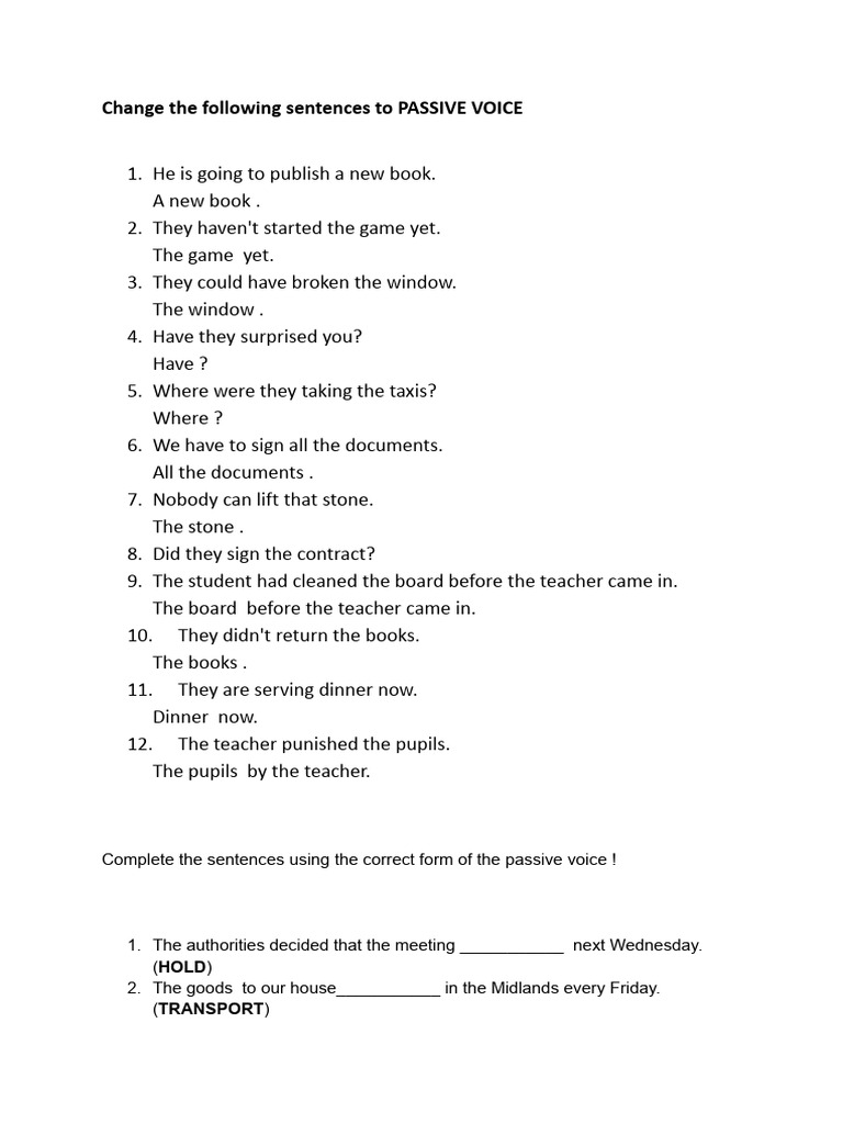 Transforming Sentences to Passive Voice | PDF | Language Arts & Discipline
